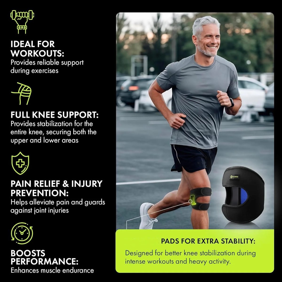 Knee Brace With Side Pads For Meniscus Tear Pain Relief