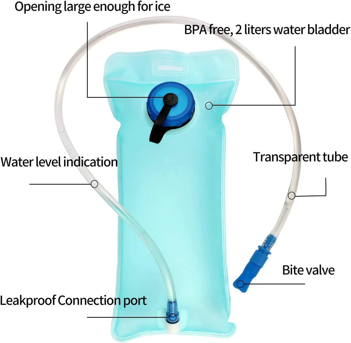 Hydration Backpack 2 Liter - Bpa Free With Leakproof Bladder