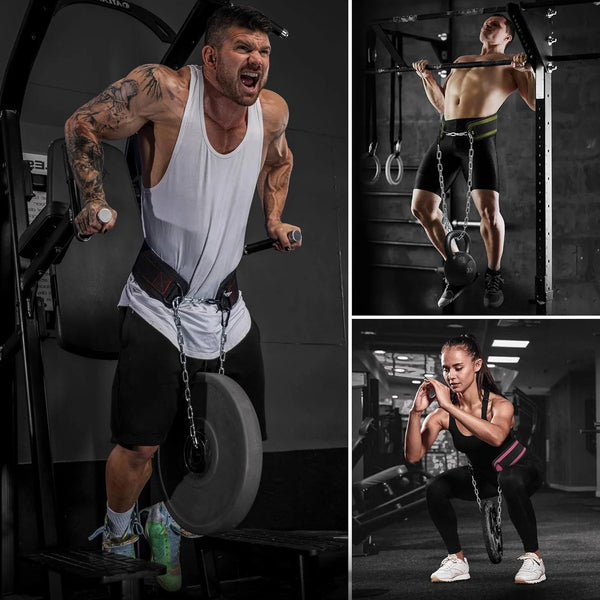 Gym Belt With Chain Dip - Heavy Weight Lifitng Belt