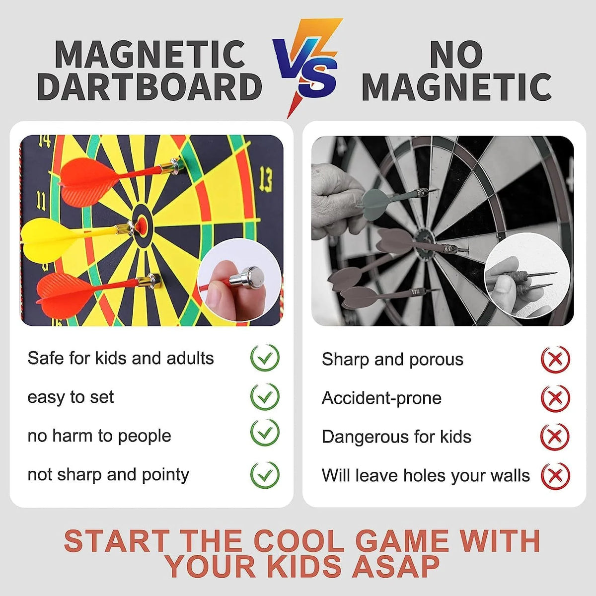 Leosportz Magnetic Dart Board Game - 6 Pc Darts Magnetic Dart Mat