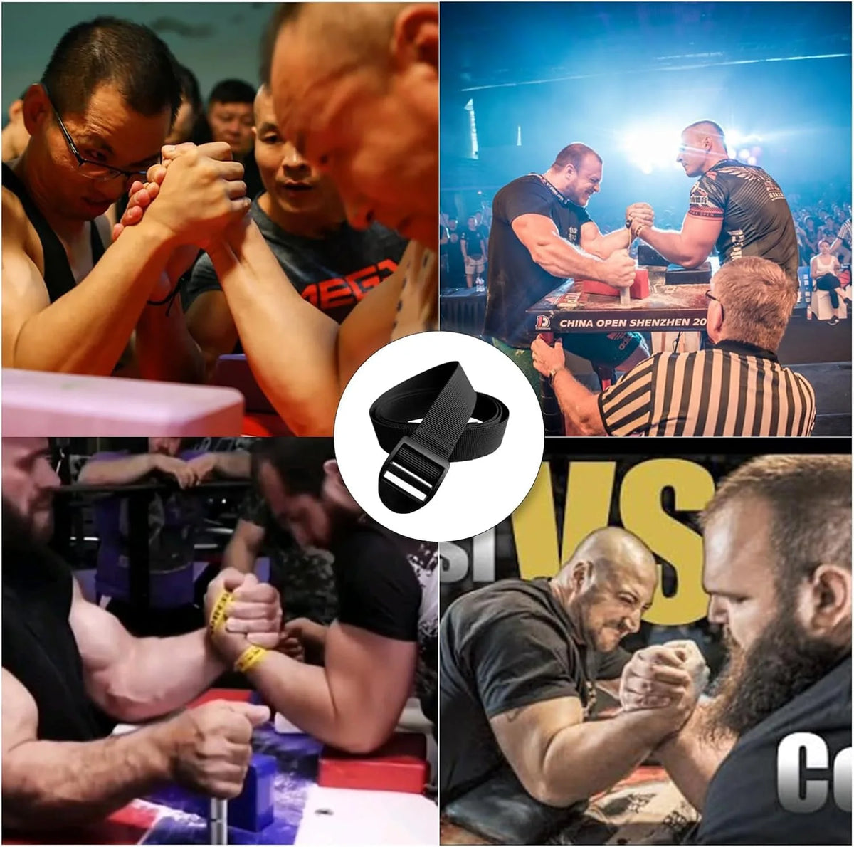 Leosportz Arm Wrestling Competition Match Strap - 2 Non Slip Design
