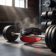 Leosportz Lever Belt Pro resting on a loaded Olympic barbell