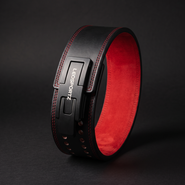 Leosportz Lever Belt Pro — 13mm vegan leather with machined steel lever buckle