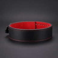 Back panel of the Leosportz Lever Belt Pro showing uniform width and red suede lining